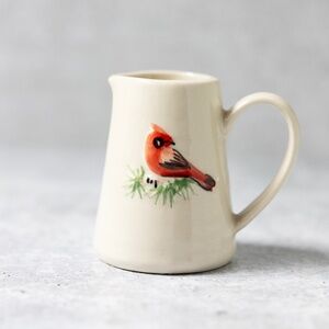 Stonewall Kitchen white ceramic pottery bird red cardinal creamer pitcher